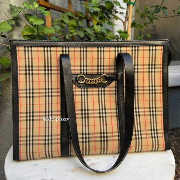 Burberry Large Link Zip 1983 Check Tote - Picture 1 of 14